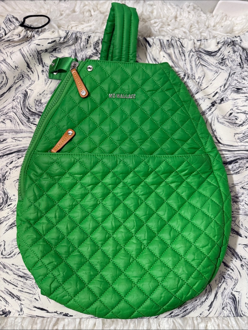 MZWallace Metro Racket Quilted Green Tennis Racket Backpack - Picture 7 of 9